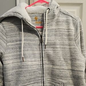Carhartt Gray Zip-Up Sweater with Sherpa Lining